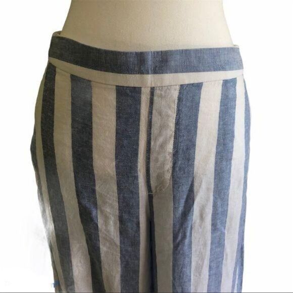 Old Navy Linen-Blend Striped Cullote Pants Size 8 - Picture 2 of 5